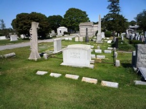 The Frank-Stern family plot where Leo Frank is buried in Mount Carmel Cemetery in New York City. The grave set aside for Lucille Frank is empty.