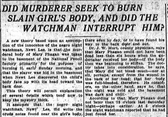 Did Murderer Seek to Burn Slain Girl's Body and Did the Watchman Interrupt Him