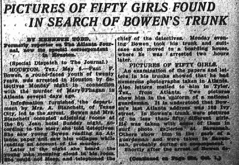 Pictures of Fifty Girls Found in Search of Bowen's Trunk