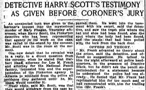 Detective Harry Scott's Testimony as Given Before