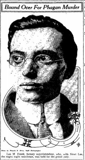 Leo M. Frank, factory superintendent, who, with Newt Lee, the negro night watchman, was held for the grand jury.