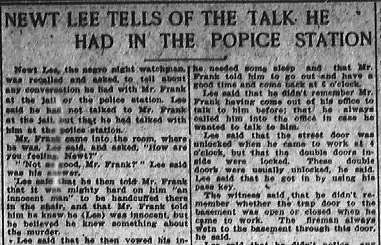 Newt Lee Tells of the Talk He Had in the Police Station